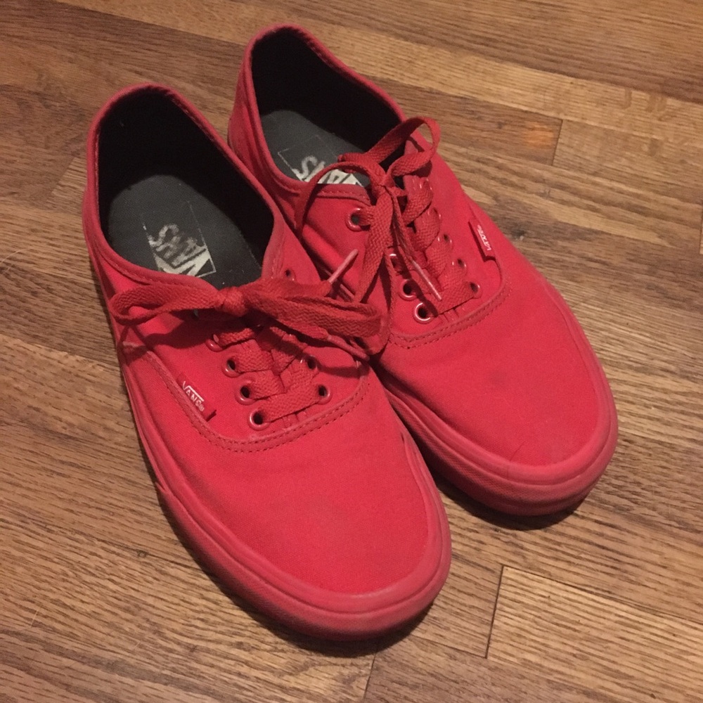 Monochrome Red low top Vans (Skate Shoes)